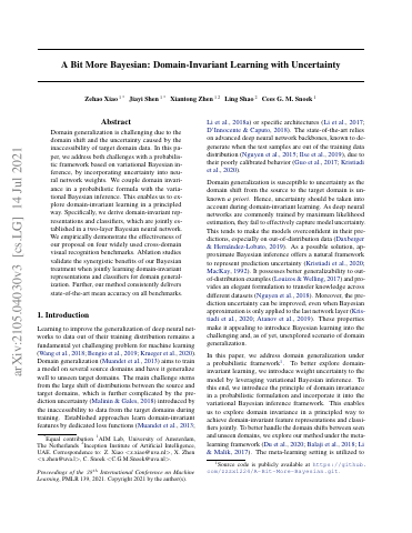 First page of A Bit More Bayesian: Domain-Invariant Learning with Uncertainty