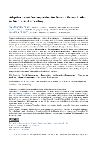 First page of Adaptive Latent Decomposition for Domain Generalization in Time Series Forecasting