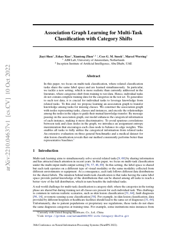 First page of Association Graph Learning for Multi-Task Classification with Category Shifts