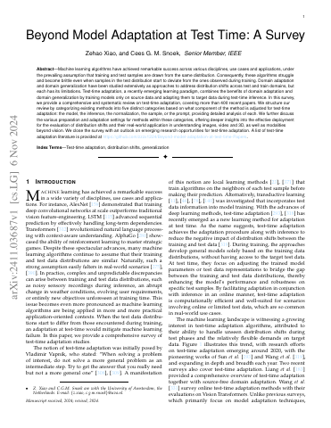 First page of Beyond Model Adaptation at Test Time: A Survey