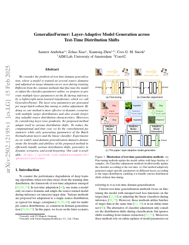 First page of GeneralizeFormer: Layer-Adaptive Model Generation Across Test-Time Distribution Shifts
