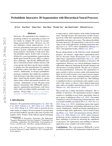 First page of Probabilistic Interactive 3D Segmentation with Hierarchical Neural Processes